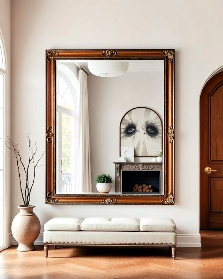 stylish large framed mirror