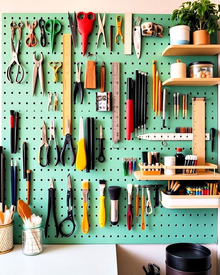 stylish pegboard wall for tools