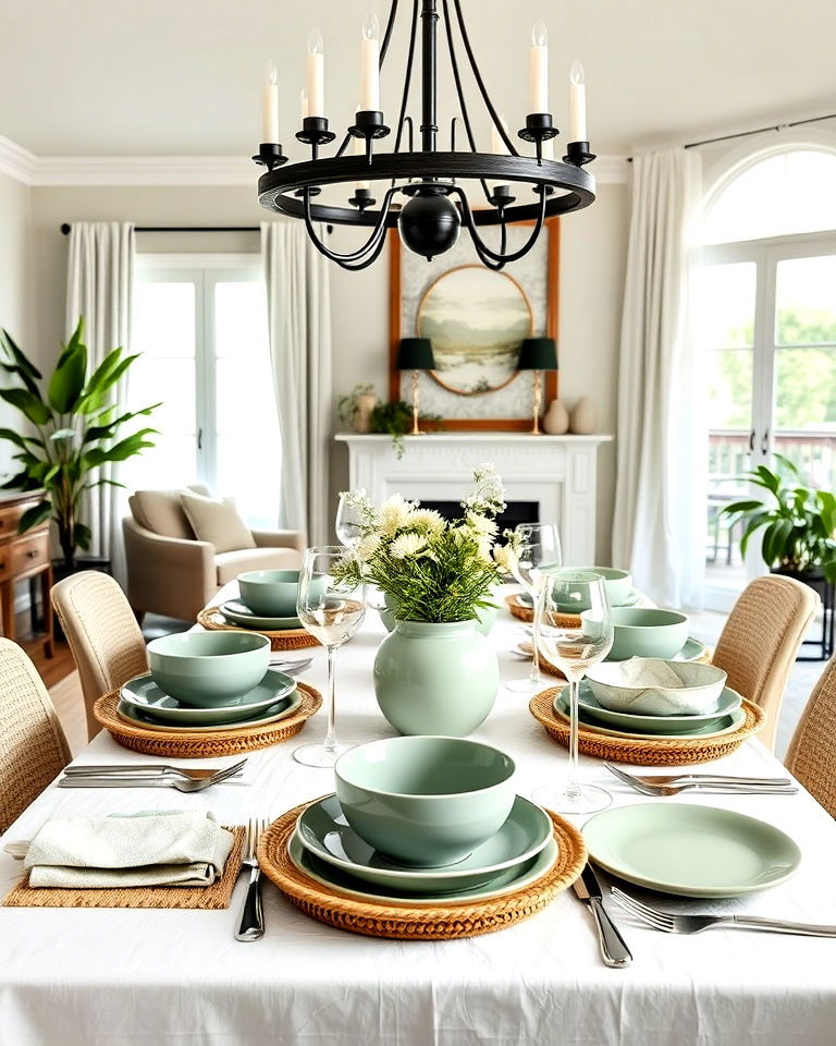 stylish sage green dinnerware
