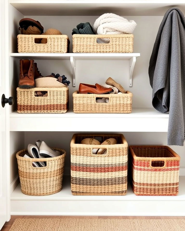 stylish woven baskets for accessories