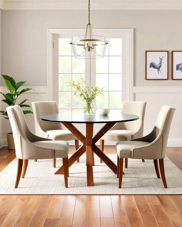 stylish yet practical greige dining chairs