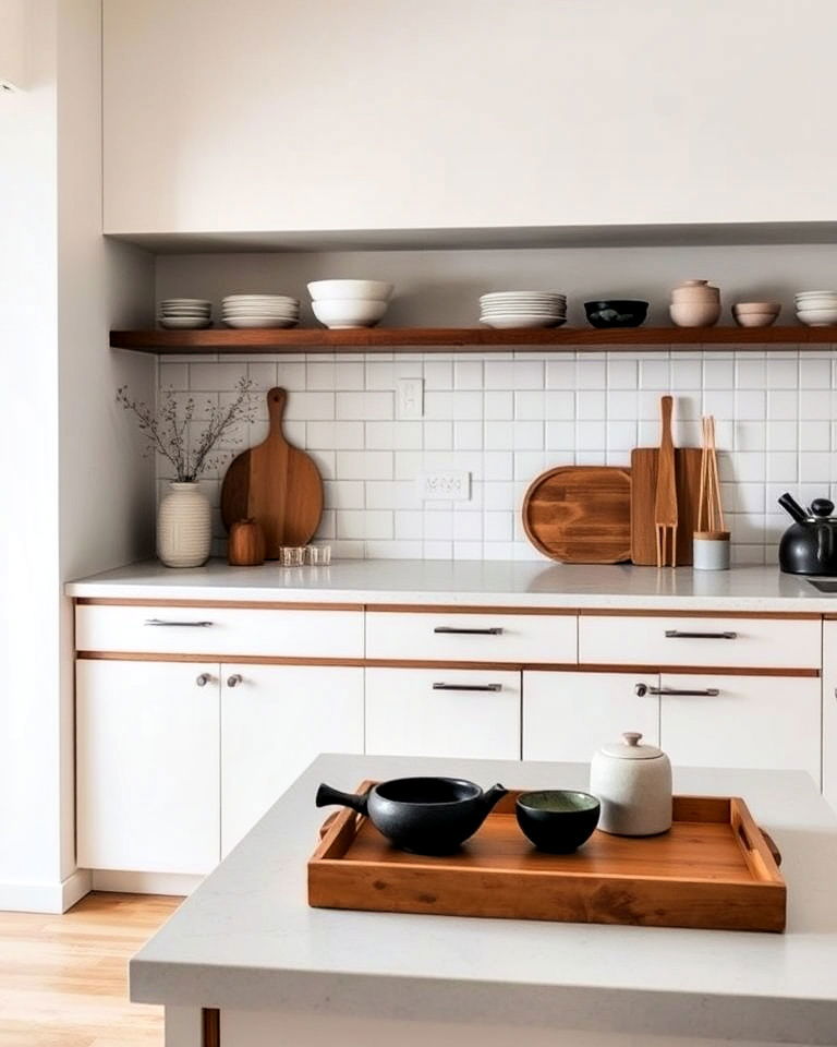 subtle japanese inspired decor kitchen