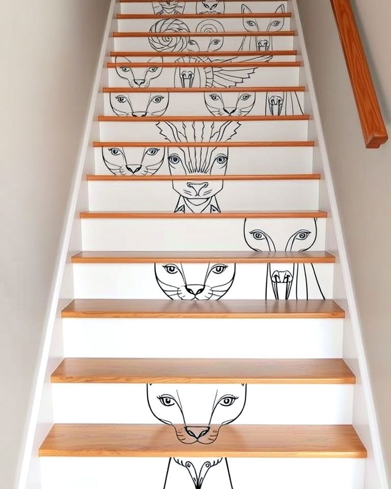 subtle yet stylish modern line art stair risers