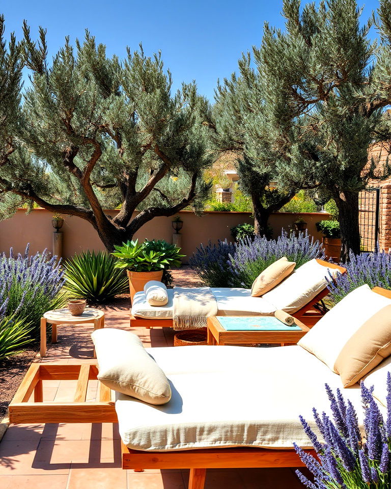 sun loungers with natural fabrics