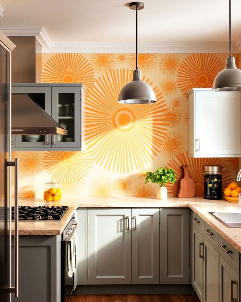 sunburst patterns wallpaper for the kitchen