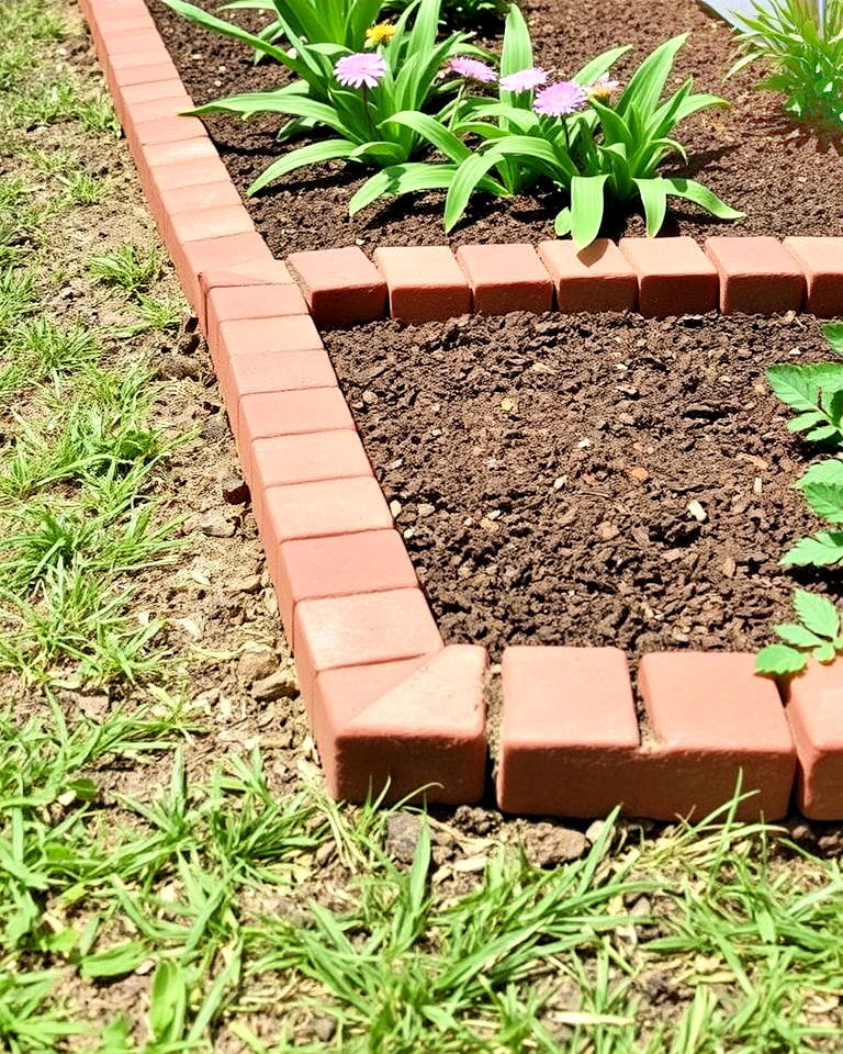 sunken brick edging for garden