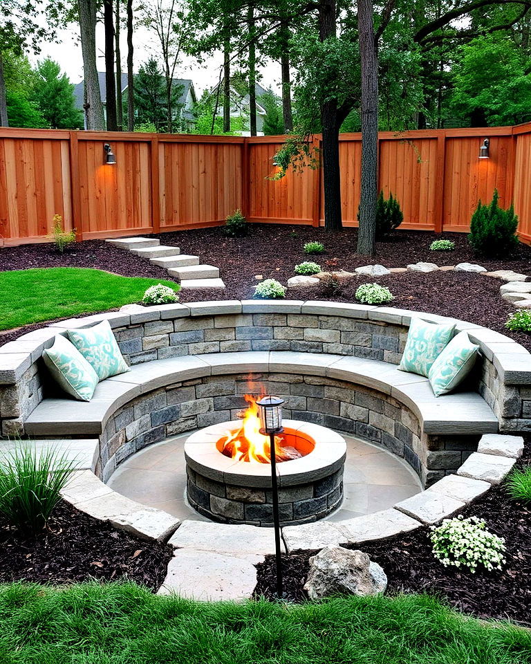 sunken fire pit for gathering