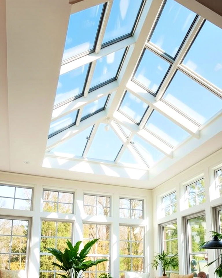sunroom ceiling with skylights for natural light