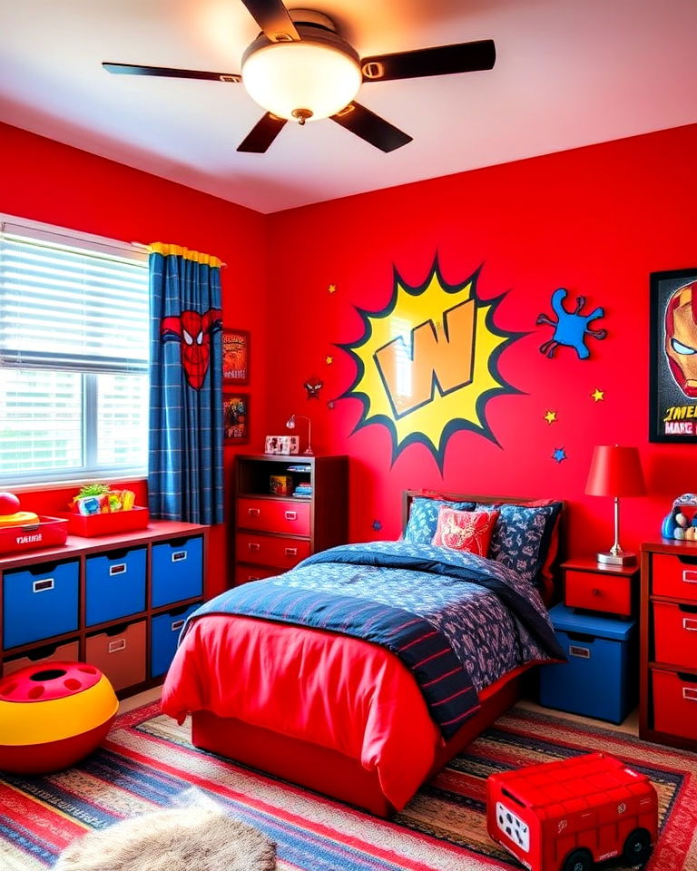 superhero sanctuary red boy room