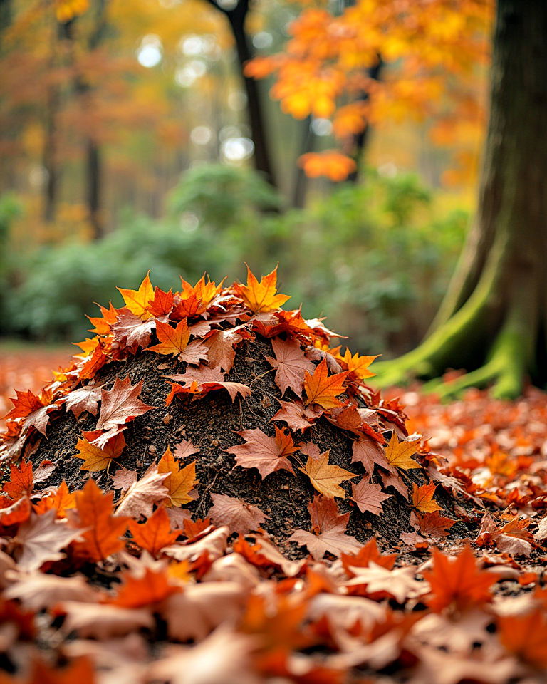 sustainable leaf compost pile