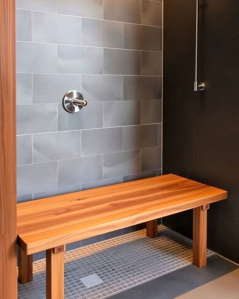 teak wood shower bench