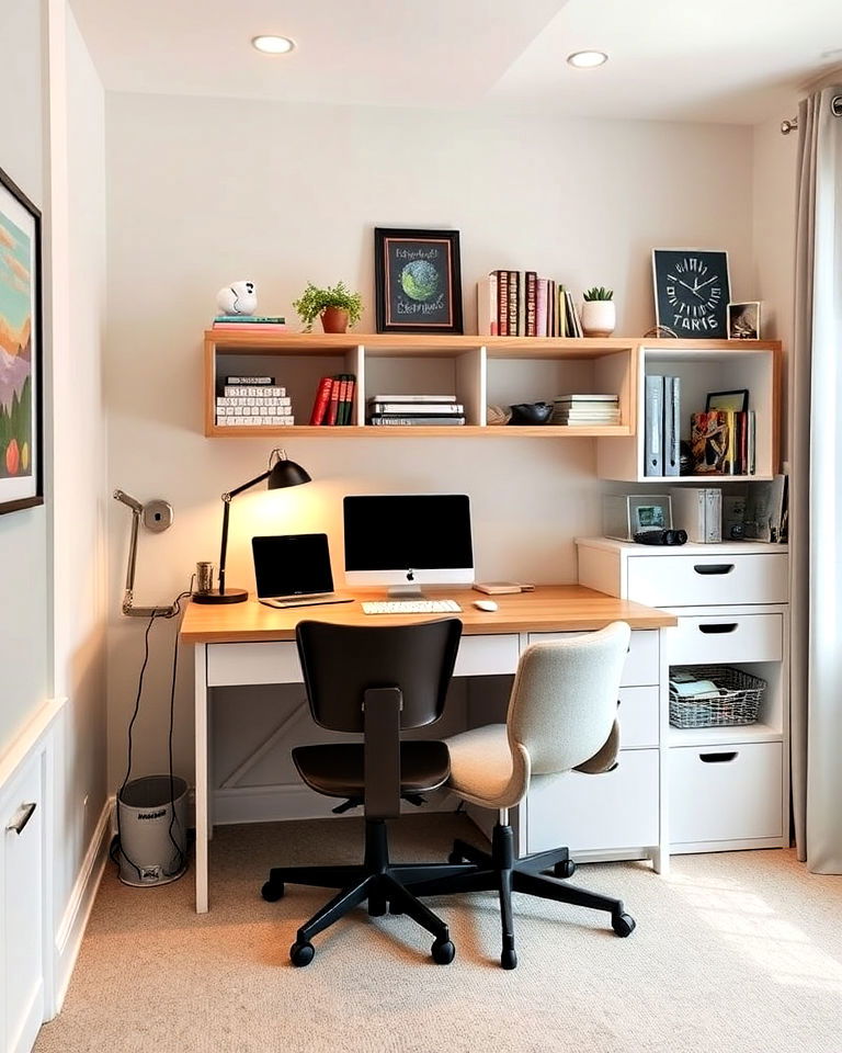 technology friendly homeschool room desk area