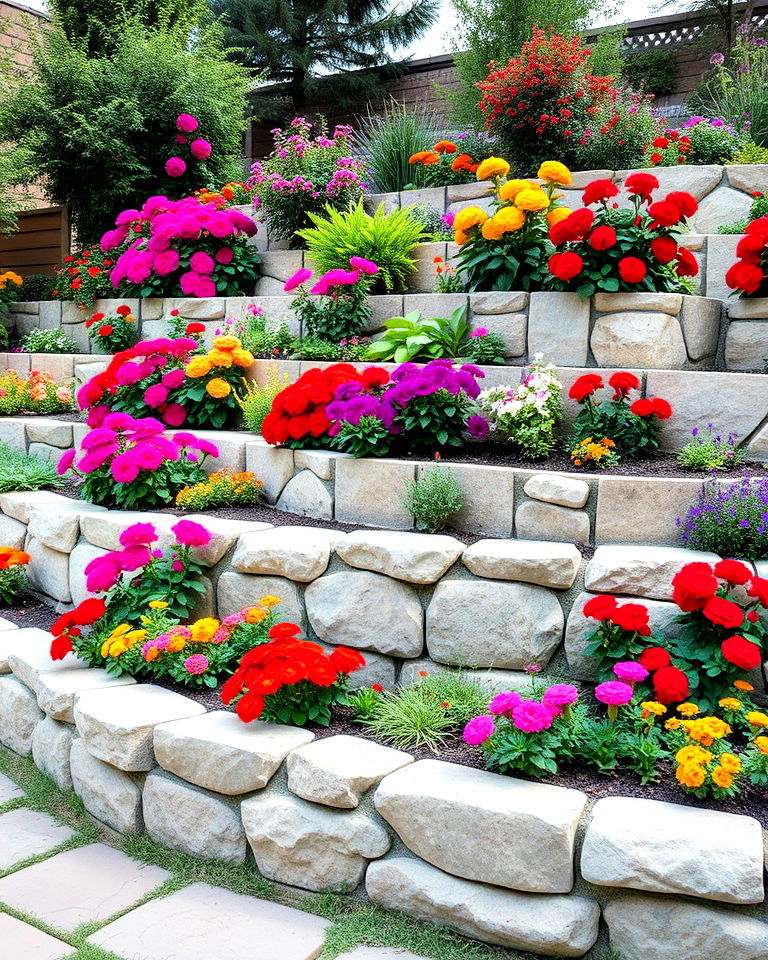 terraced flower beds