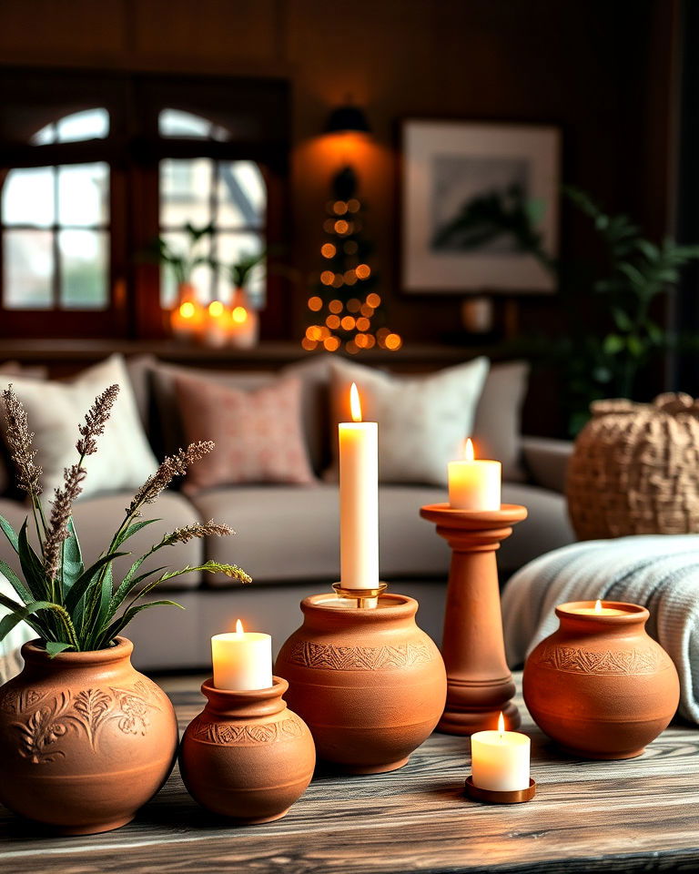 terracotta candle holders