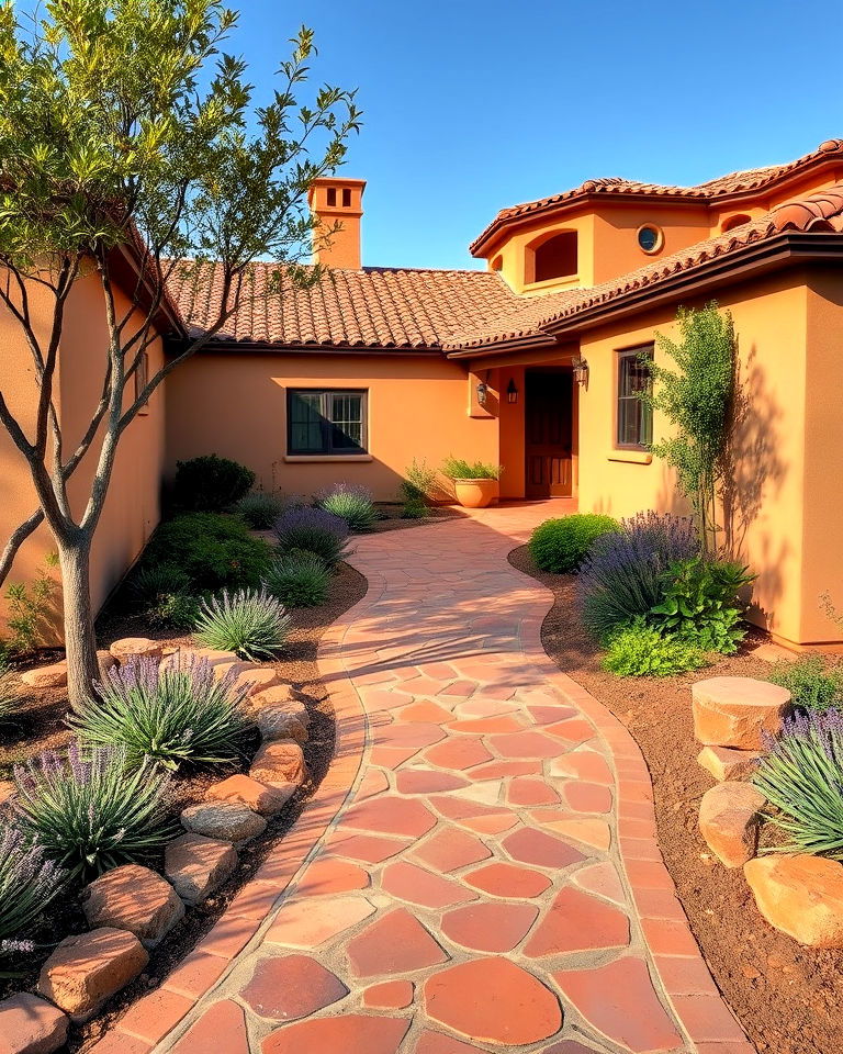 terracotta pathways with mediterranean flair