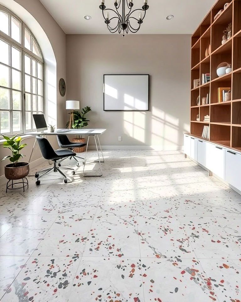 terrazzo style concrete flooring for modern interiors