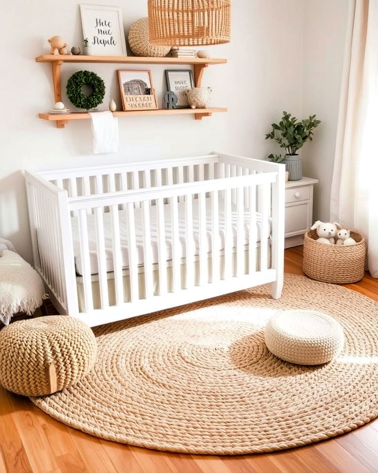 textured area rug for farmhouse nursery