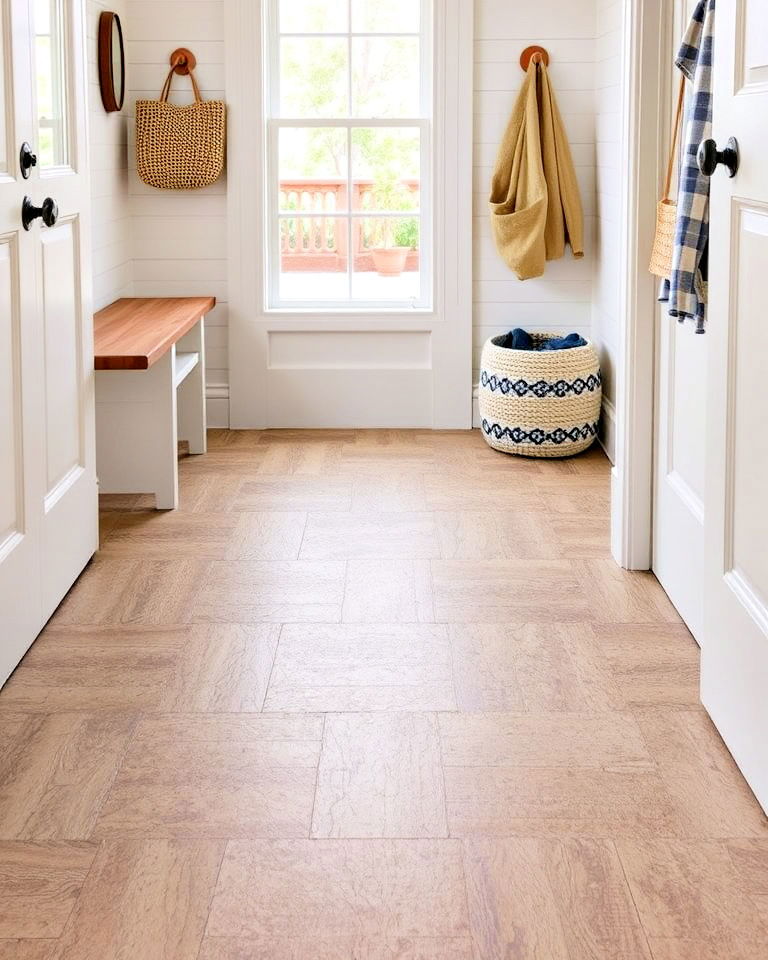 textured wood laminate mudroom flooring