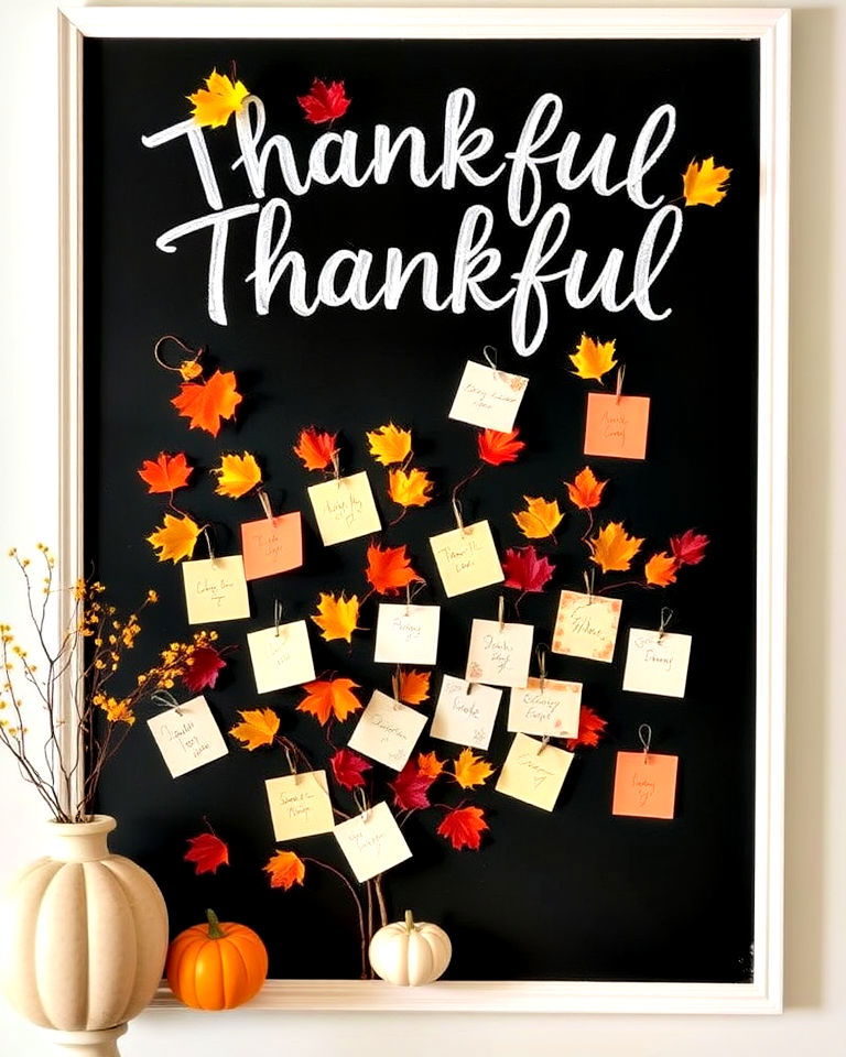 thankful message wall as a thanksgiving decor