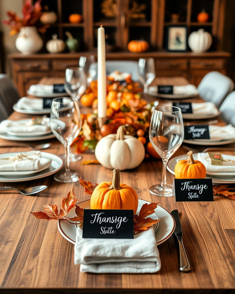 thanksgiving table with personal place cards
