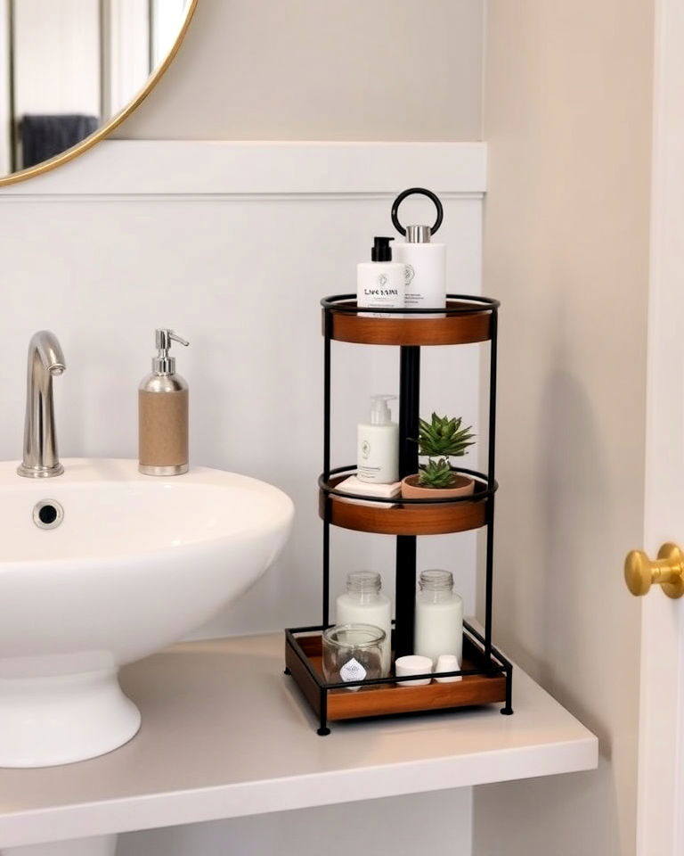 tiered tray on the countertop