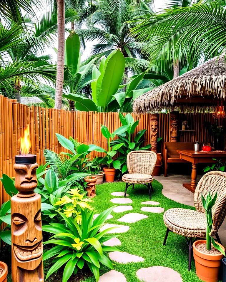 tiki themed décor tropical garden