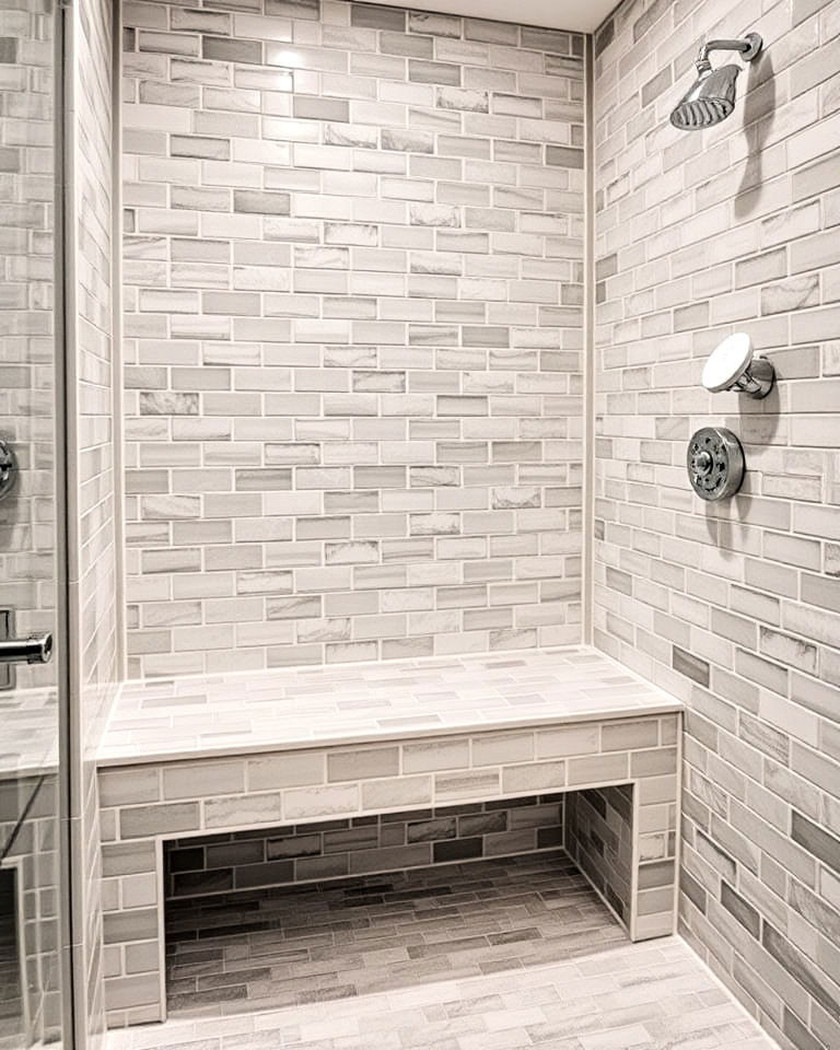 tile lined alcove bench