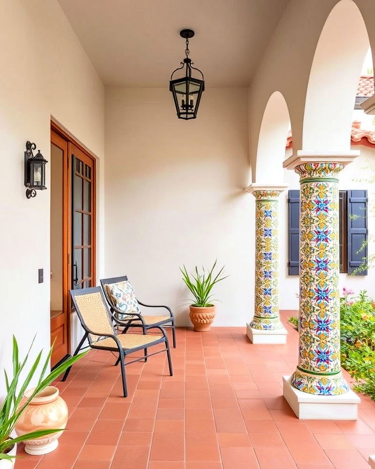 tiled porch columns