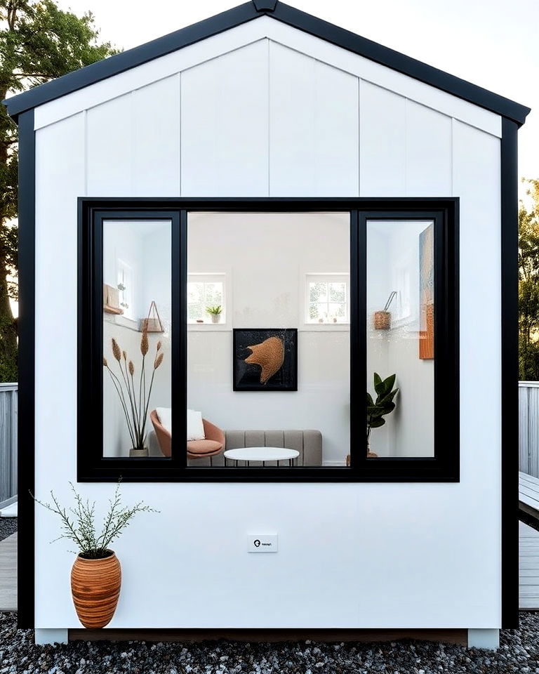 tiny home with black windows