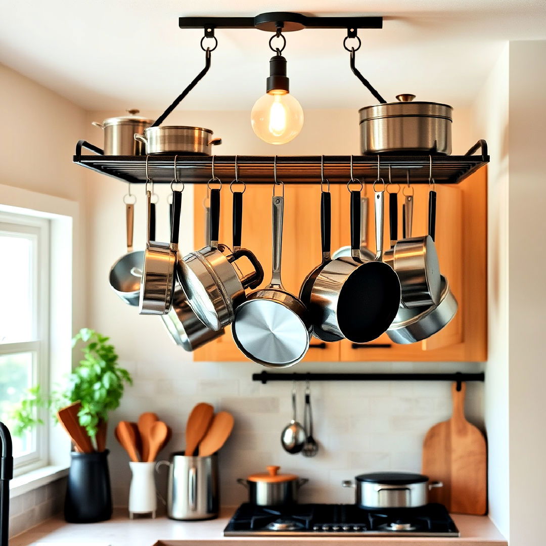 townhouse kitchen ceiling mounted pot rack