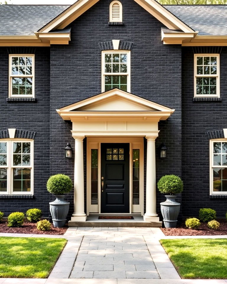 transitional modern design black brick exterior house