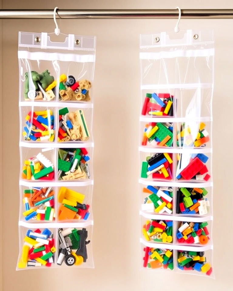 transparent hanging bags for lego storage