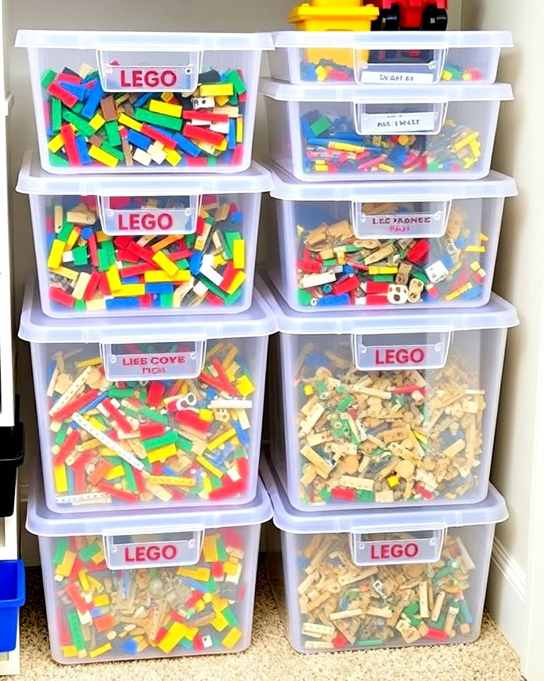 transparent plastic bins for lego storage