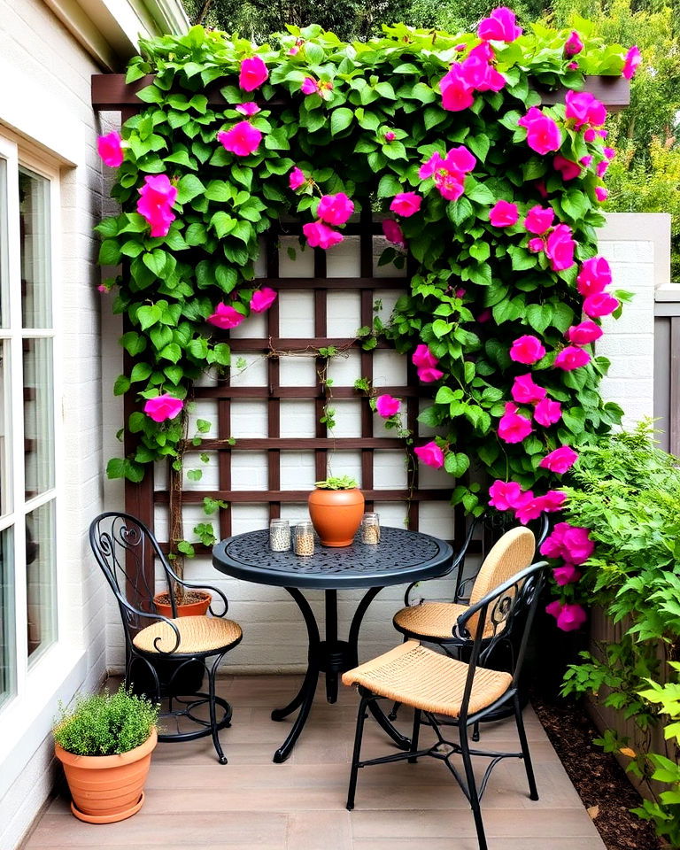 trellis with climbing plants for any small garden