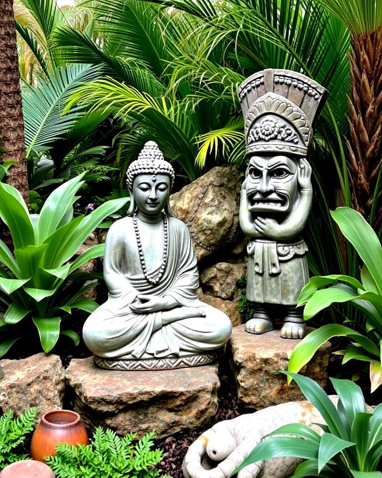 tropical garden statues for an artistic touch