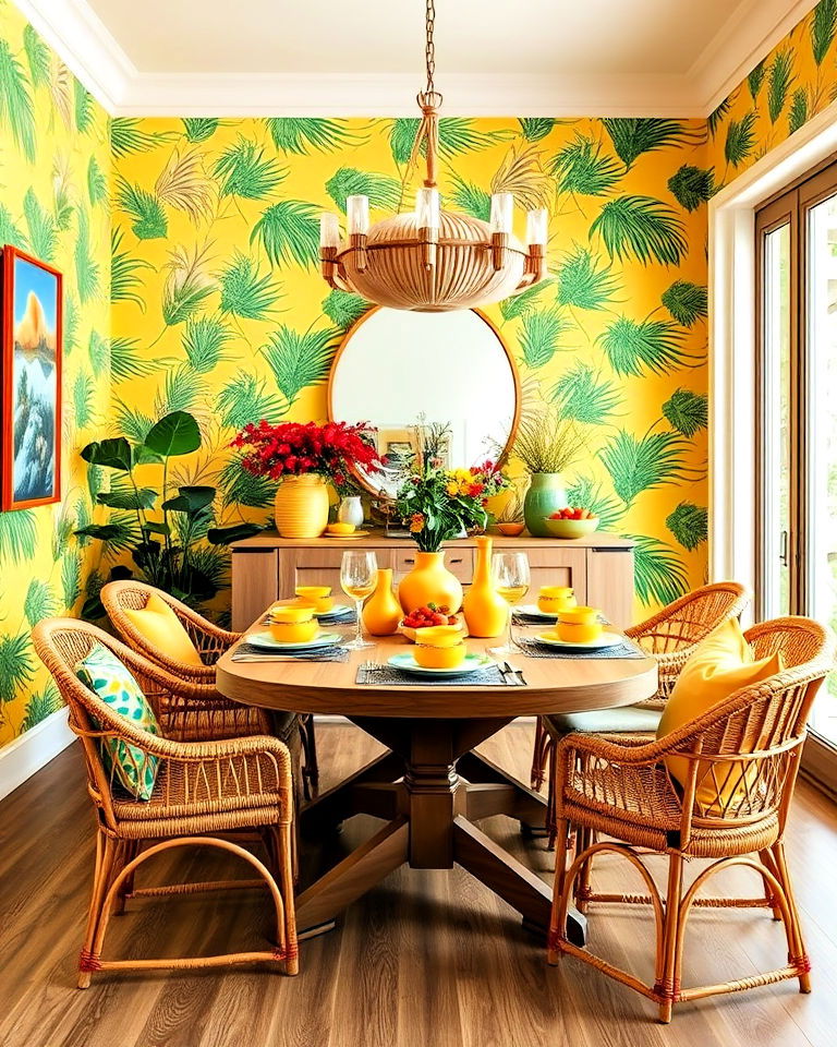 tropical inspired dining room