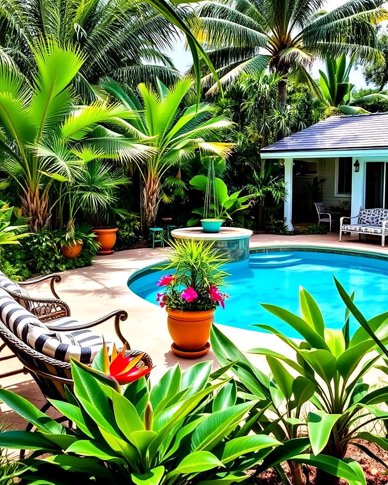tropical landscaping for pool patio