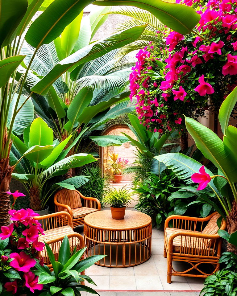 tropical oasis with palms