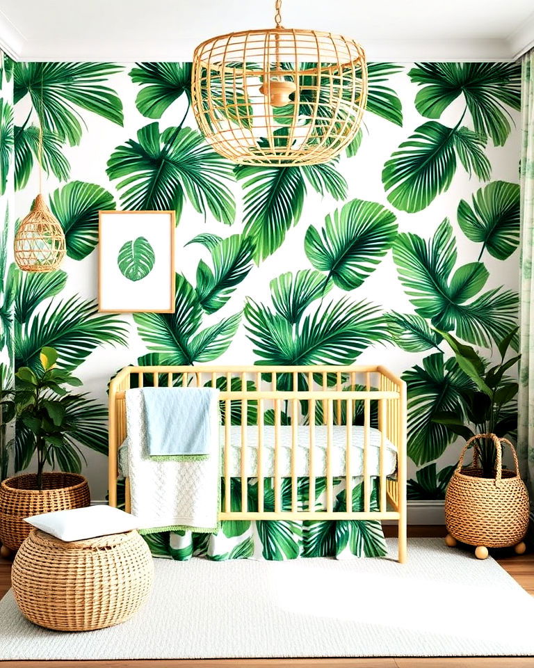 tropical palm leaf patterns green nursery