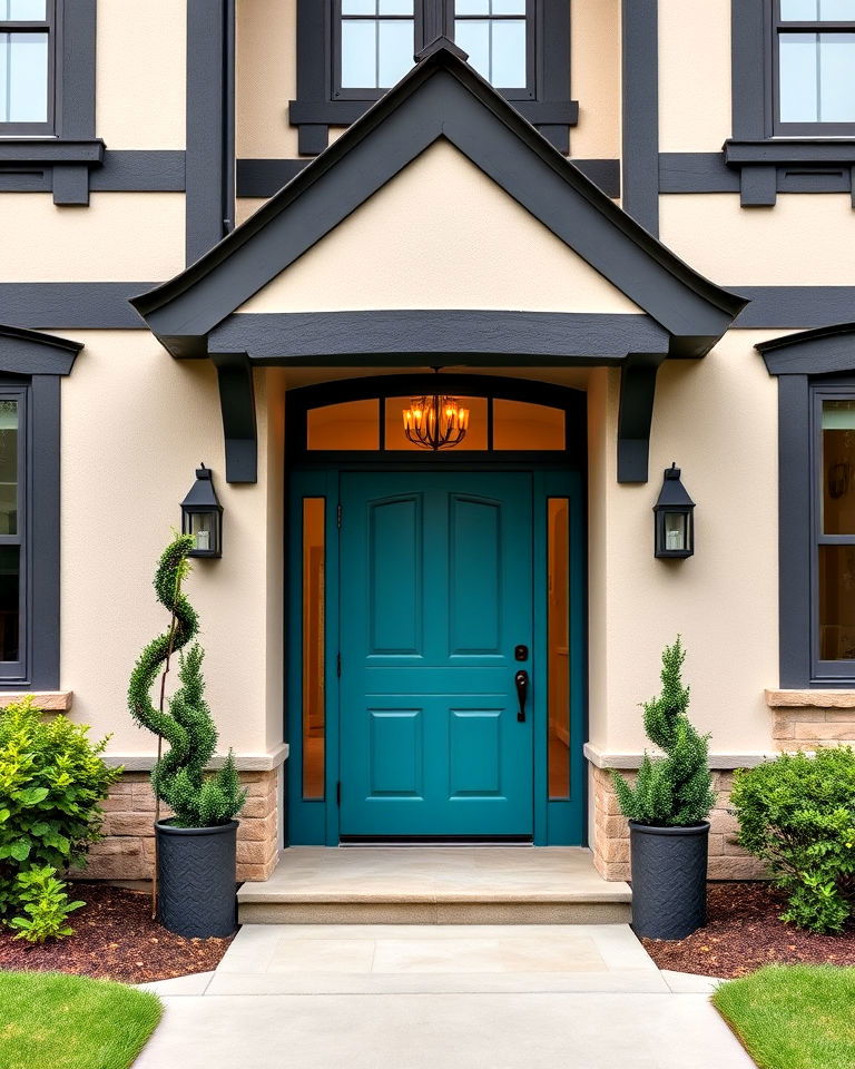 tudor with bold entryway design