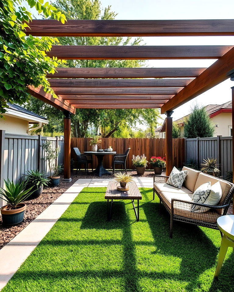 turf and pergola to add comfort