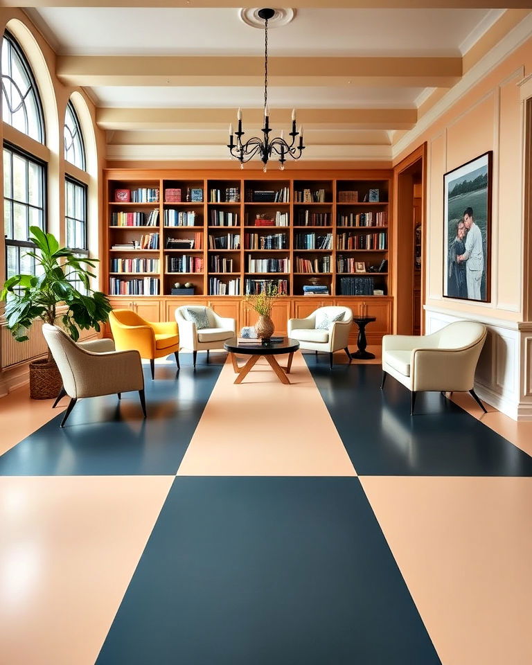 two tone painted floor for library