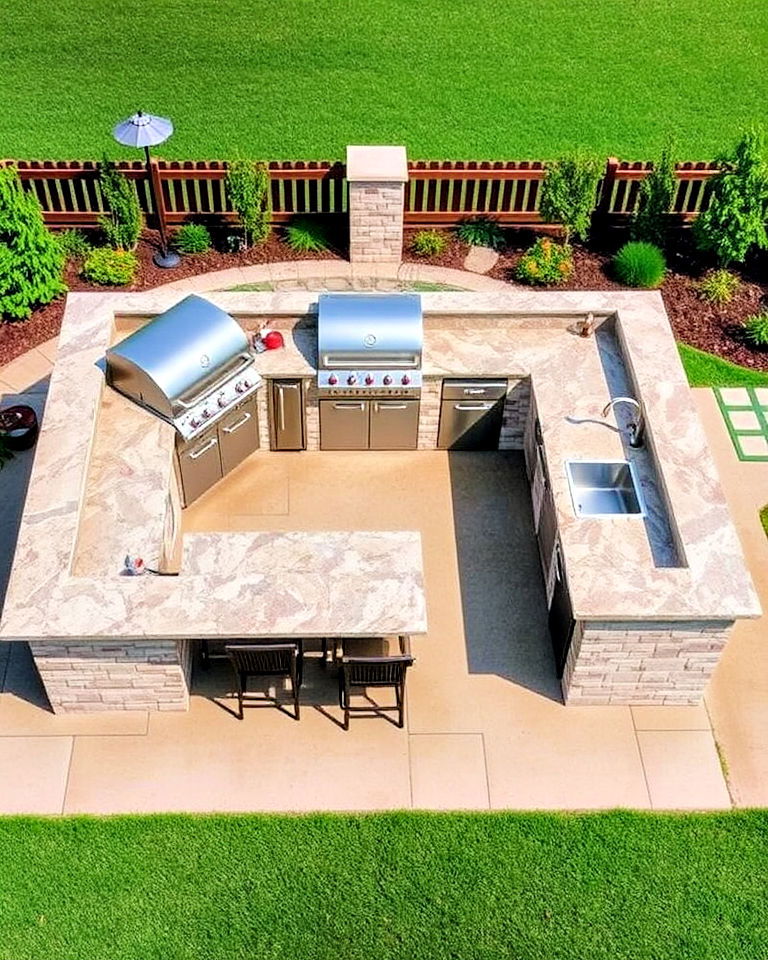 u shaped bbq island