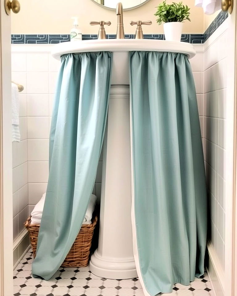 under sink curtain with hidden storage