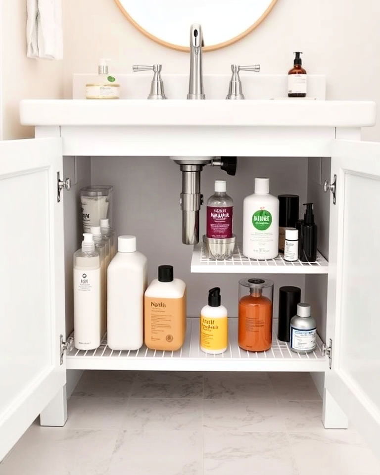 under sink shelving organized solution
