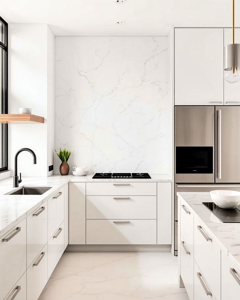 understated marble surface kitchen