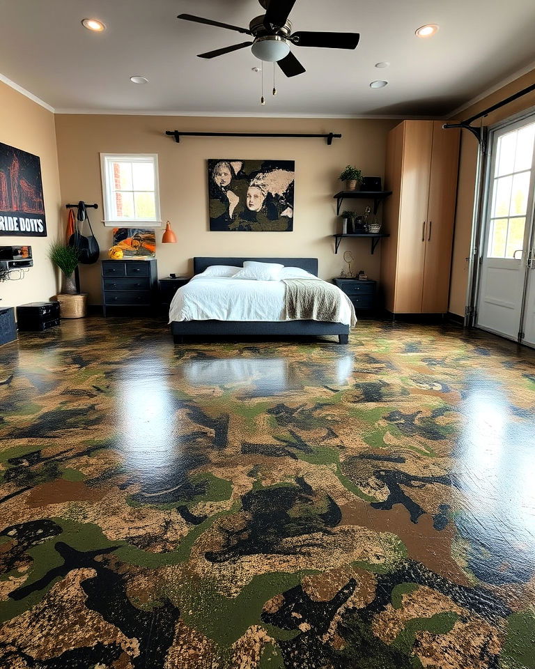 unique camouflage epoxy floor