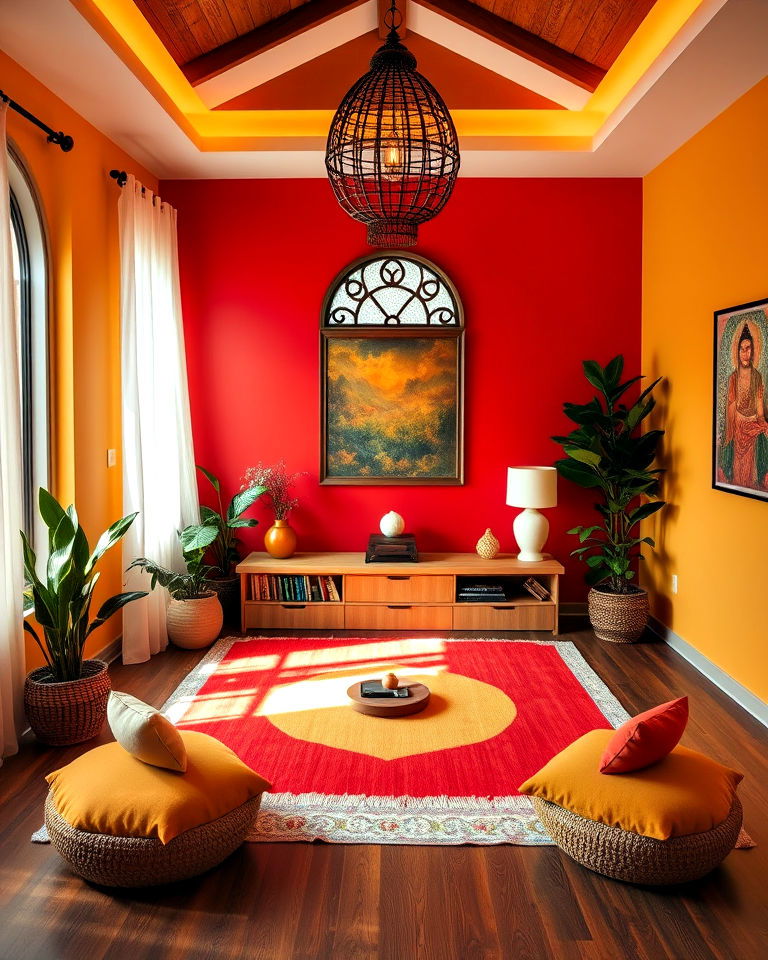 unique colorful and vibrant meditation space