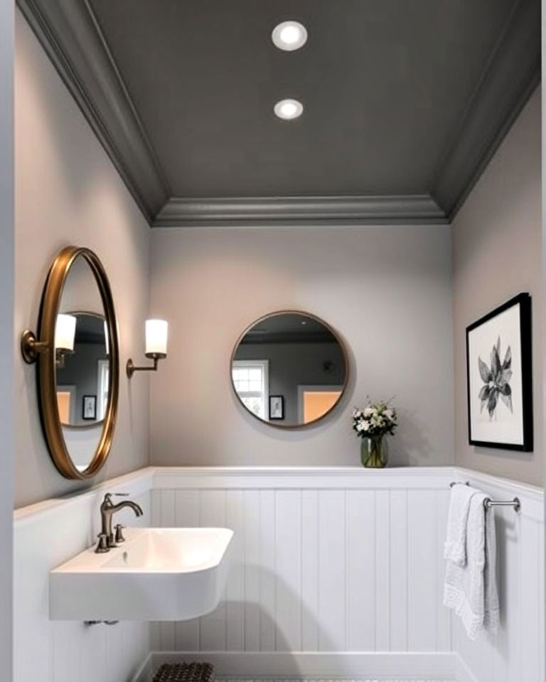 unique gray ceiling for the bathroom