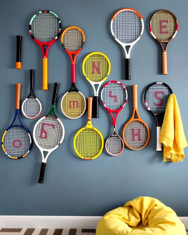 unique tennis racket nursery wall art